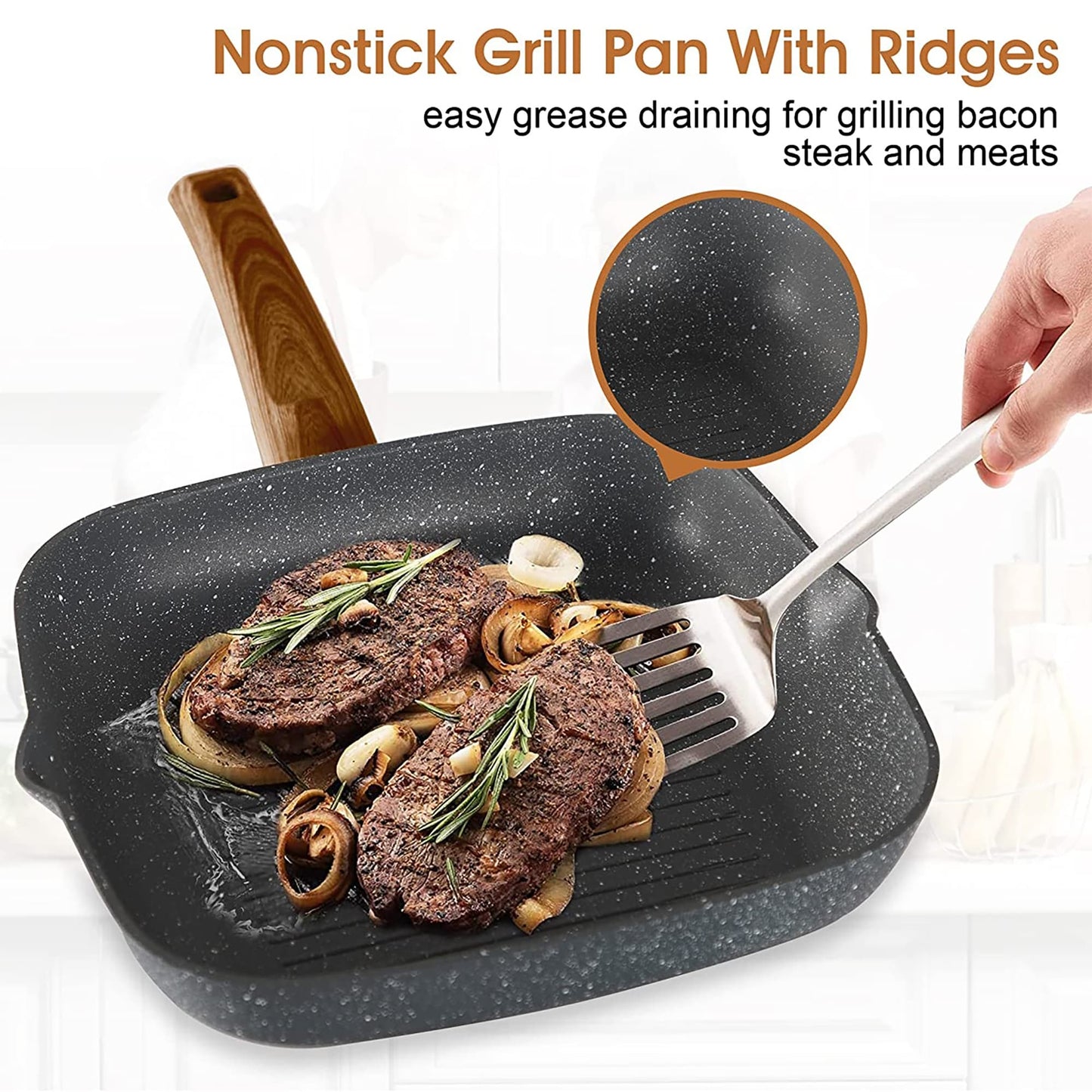 Batterie de cuisine en granit, ensemble de casseroles antiadhésives, ensemble de 12/15/30 pièces