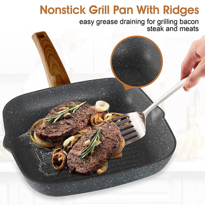 Batterie de cuisine en granit, ensemble de casseroles antiadhésives, ensemble de 12/15/30 pièces