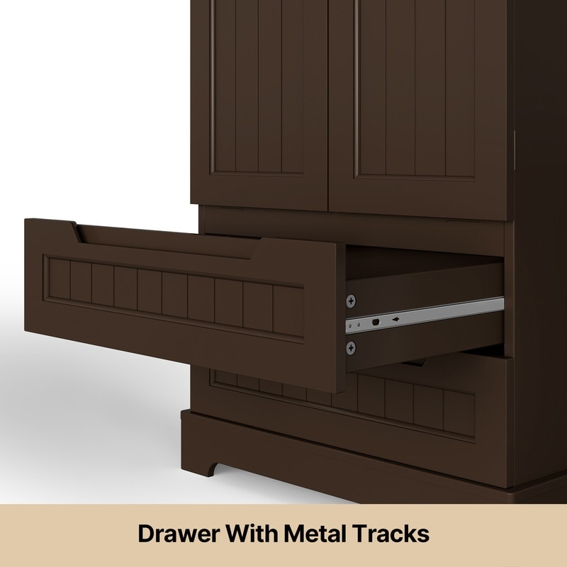 Armoire de rangement de cuisine, meuble de rangement de salle de bain autoportant avec 2 portes et tiroirs