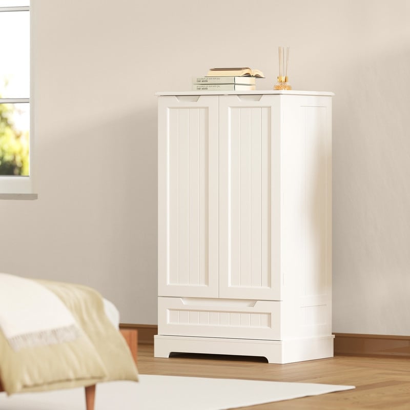 Armoire de rangement de cuisine, meuble de rangement de salle de bain autoportant avec 2 portes et tiroirs