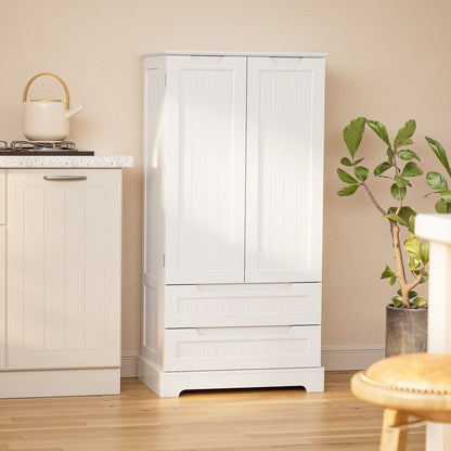 Armoire de rangement de cuisine, meuble de rangement de salle de bain autoportant avec 2 portes et tiroirs