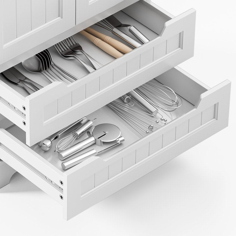 Armoire de rangement de cuisine, meuble de rangement de salle de bain autoportant avec 2 portes et tiroirs