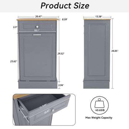 Armoire à poubelles basculante de cuisine avec tiroir, rangement pour poubelles, paniers à déchets en bois à poser sur le comptoir