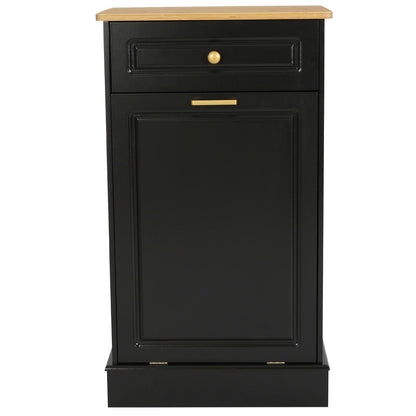 Armoire à poubelles basculante de cuisine avec tiroir, rangement pour poubelles, paniers à déchets en bois à poser sur le comptoir