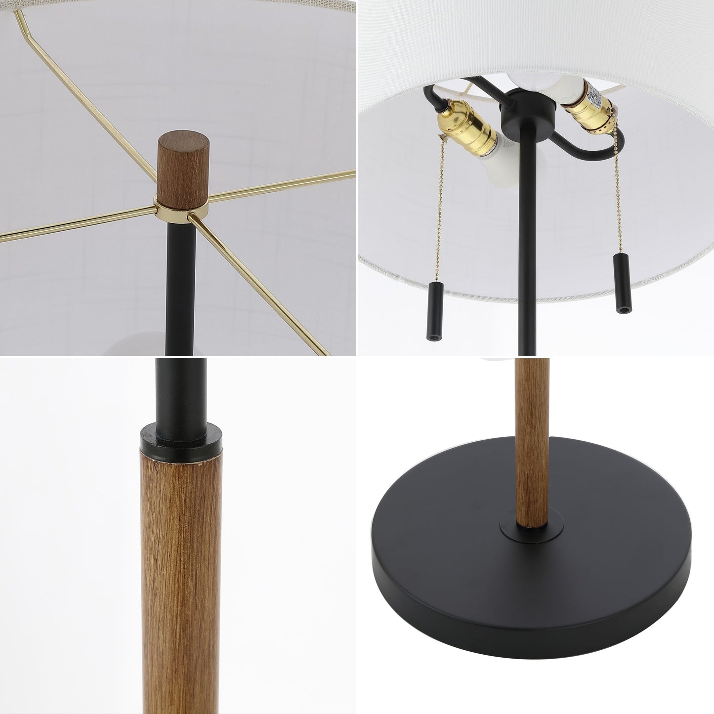 Lampe sur pied LED Koda 61 style rustique, en fer forgé, finition bois brun/noir, par JONATHAN Y