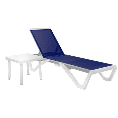 Chaise longue de patio inclinable et réglable Kozyard Alan, pieds entièrement plats en aluminium et résine de polypropylène