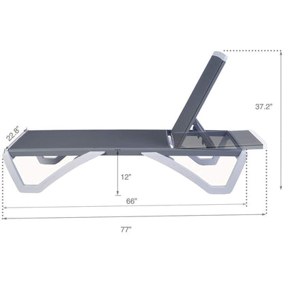 Chaise longue de patio inclinable et réglable Kozyard Alan, pieds entièrement plats en aluminium et résine de polypropylène