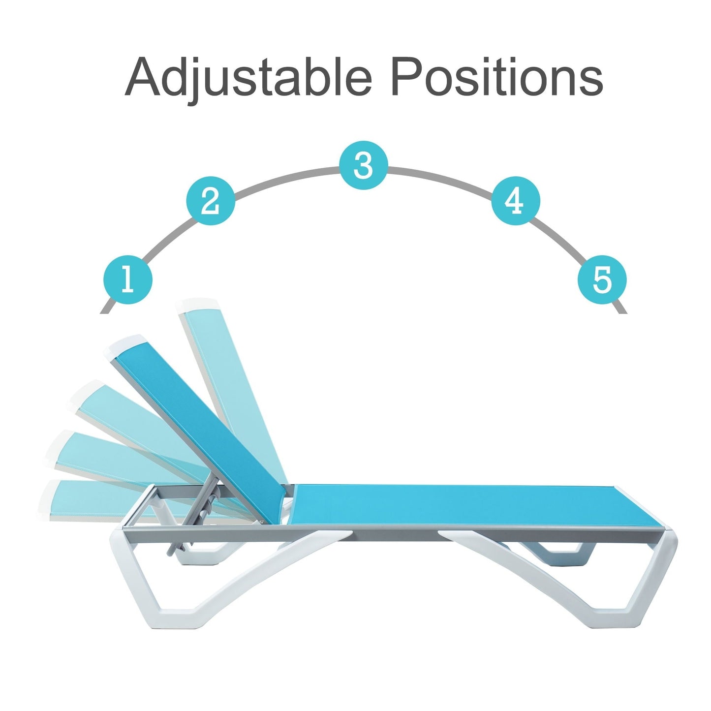 Chaise longue de patio inclinable et réglable Kozyard Alan, pieds entièrement plats en aluminium et résine de polypropylène