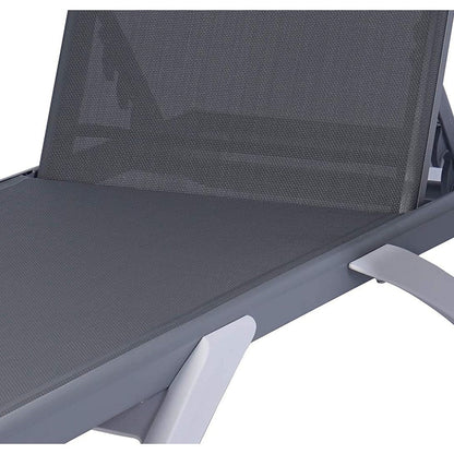 Chaise longue de patio inclinable et réglable Kozyard Alan, pieds entièrement plats en aluminium et résine de polypropylène