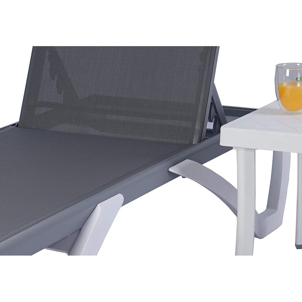 Chaise longue de patio inclinable et réglable Kozyard Alan, pieds entièrement plats en aluminium et résine de polypropylène