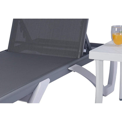 Chaise longue de patio inclinable et réglable Kozyard Alan, pieds entièrement plats en aluminium et résine de polypropylène