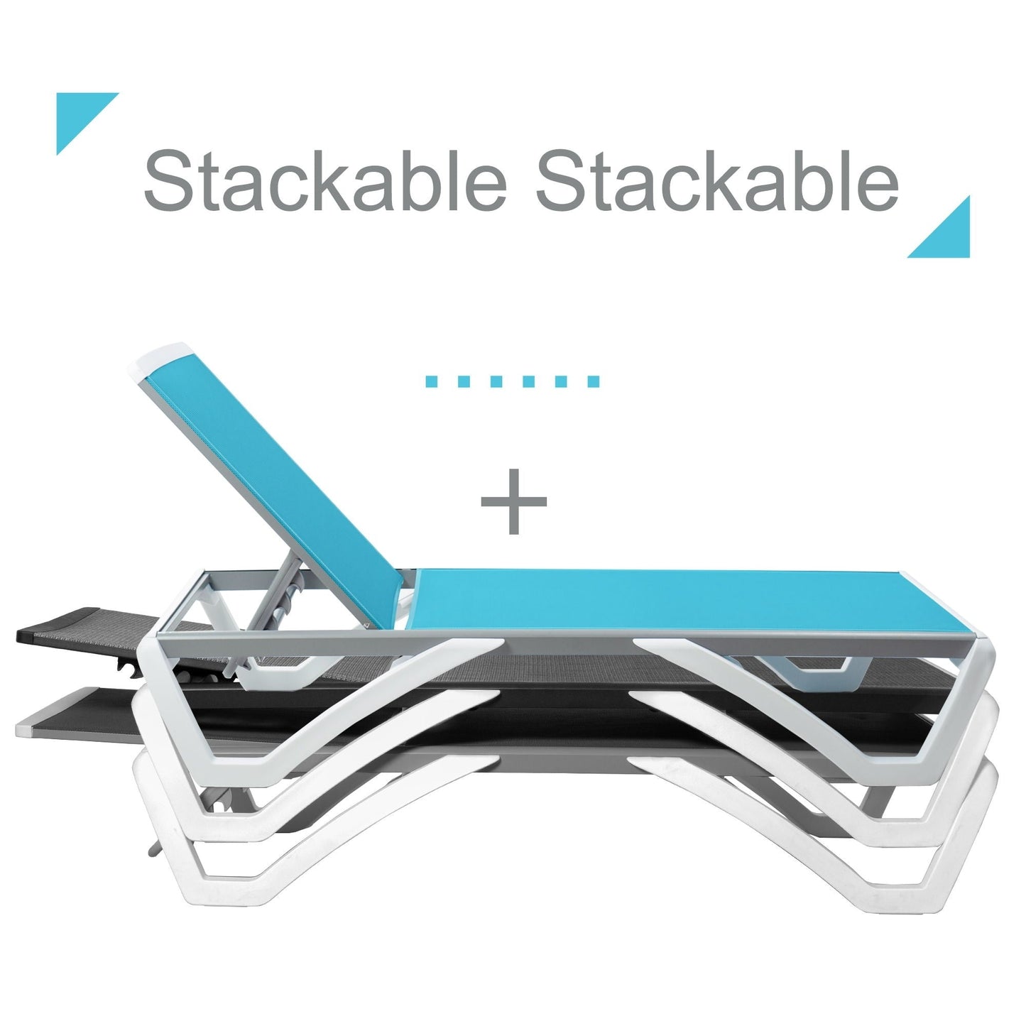 Chaise longue de patio inclinable et réglable Kozyard Alan, pieds entièrement plats en aluminium et résine de polypropylène