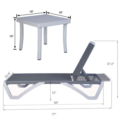 Chaise longue de patio inclinable et réglable Kozyard Alan, pieds entièrement plats en aluminium et résine de polypropylène