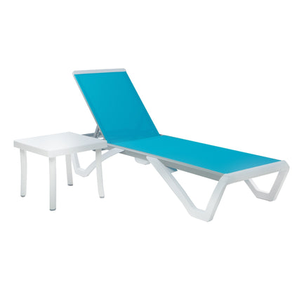Chaise longue de patio inclinable et réglable Kozyard Alan, pieds entièrement plats en aluminium et résine de polypropylène