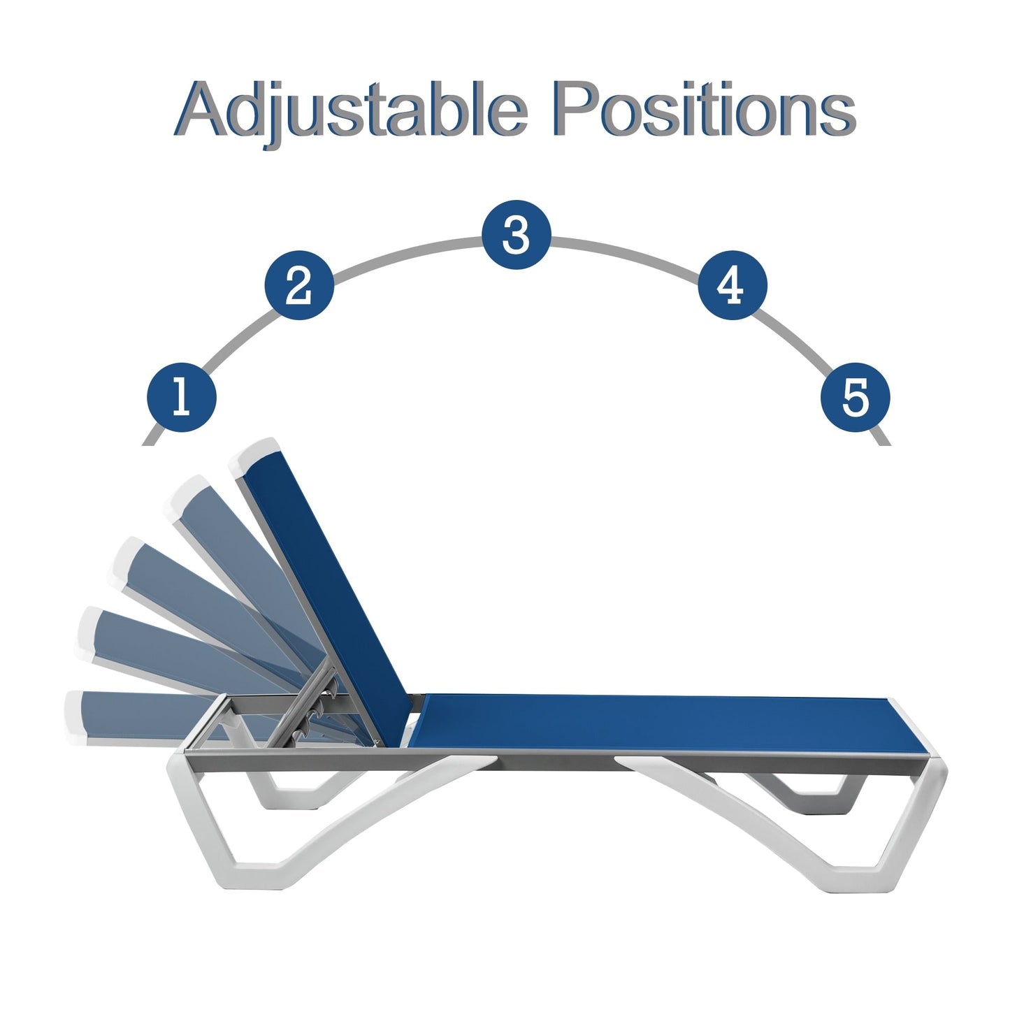 Chaise longue de patio inclinable et réglable Kozyard Alan, pieds entièrement plats en aluminium et résine de polypropylène