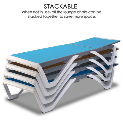 Chaise longue de patio inclinable et réglable Kozyard Alan, pieds entièrement plats en aluminium et résine de polypropylène