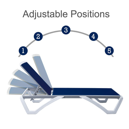 Chaise longue de patio inclinable et réglable Kozyard Alan, pieds entièrement plats en aluminium et résine de polypropylène