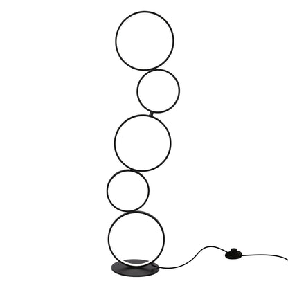 Lampadaire moderne à LED à intensité variable, lampe d'angle lumineuse à 3 niveaux avec 5 anneaux pour salon