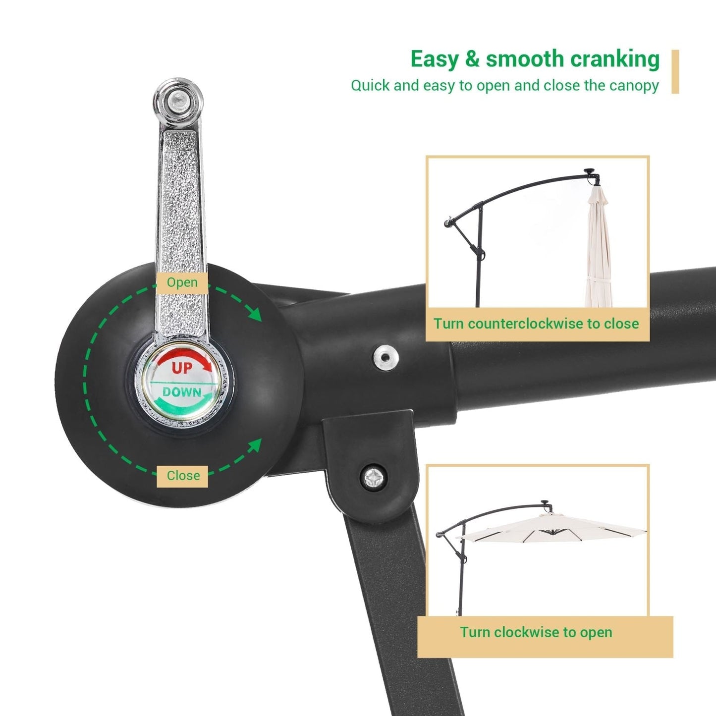 Parasol déporté de terrasse LIVOOSUN de 3 m avec éclairage LED et base en croix