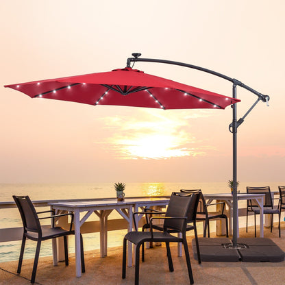 Parasol déporté de terrasse LIVOOSUN de 3 m avec éclairage LED et base en croix