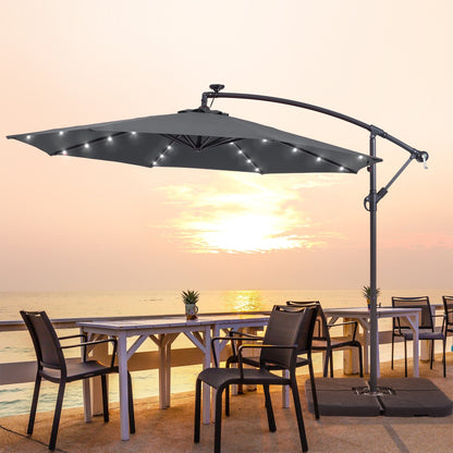 Parasol déporté de terrasse LIVOOSUN de 3 m avec éclairage LED et base en croix