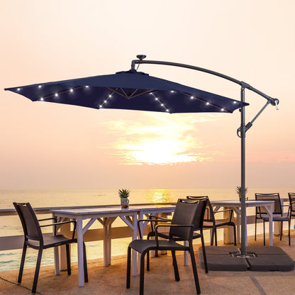 Parasol déporté de terrasse LIVOOSUN de 3 m avec éclairage LED et base en croix
