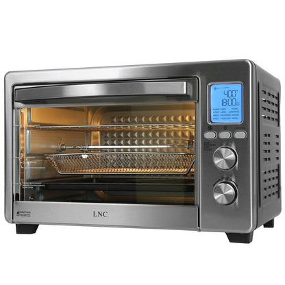 Four grille-pain de comptoir LNC 12-en-1, grande capacité (34 pintes), avec rôtissoire à convection et friteuse à air chaud - 19,5 po L x 15 po l x 12,5 po H