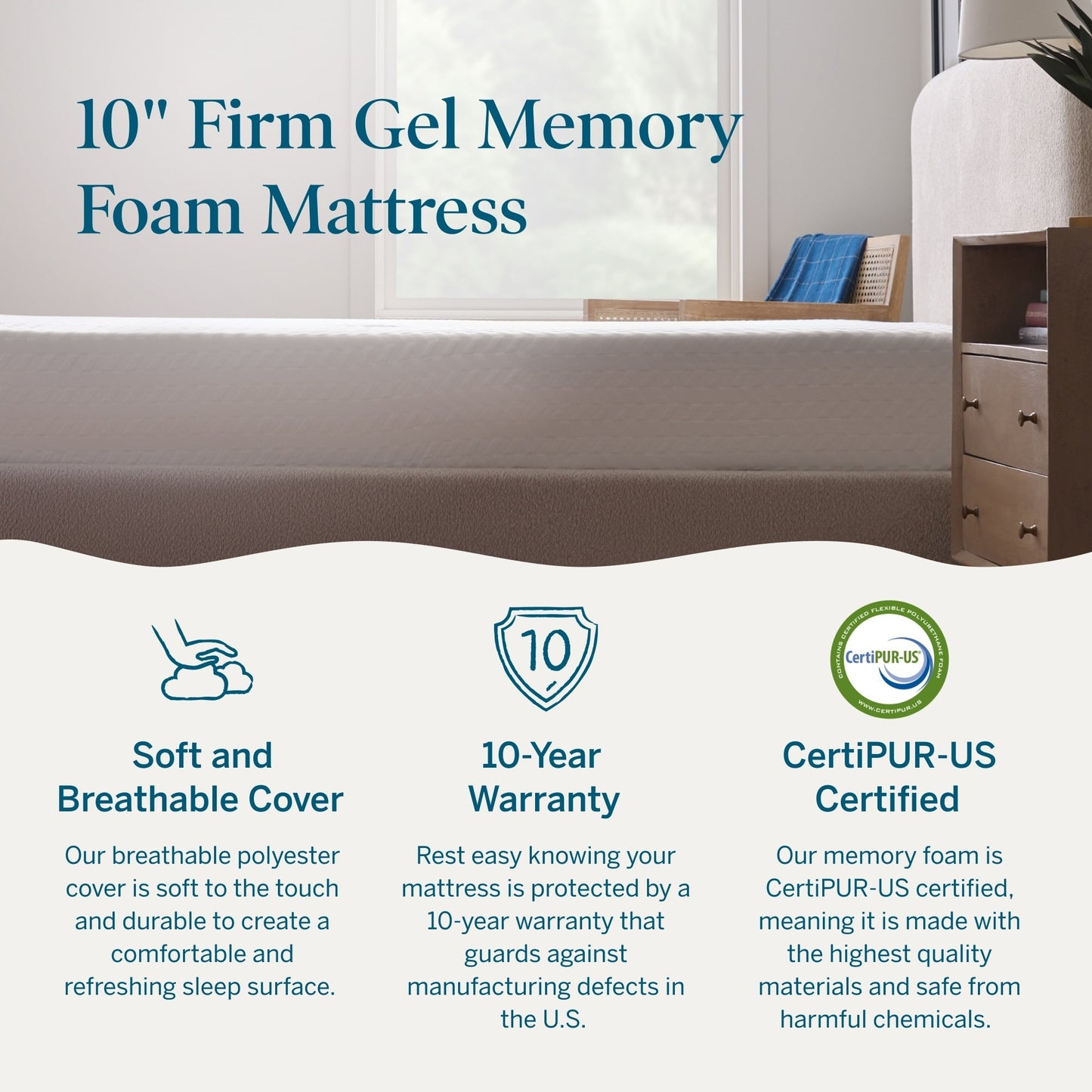 Matelas de luxe Lucid en mousse à mémoire de forme et gel de 25 cm