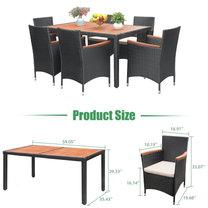 Ensemble de salle à manger d'extérieur Lacoo PE en osier/bois d'acacia