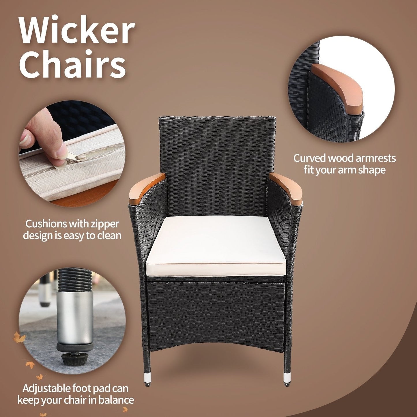 Ensemble de salle à manger d'extérieur Lacoo PE en osier/bois d'acacia