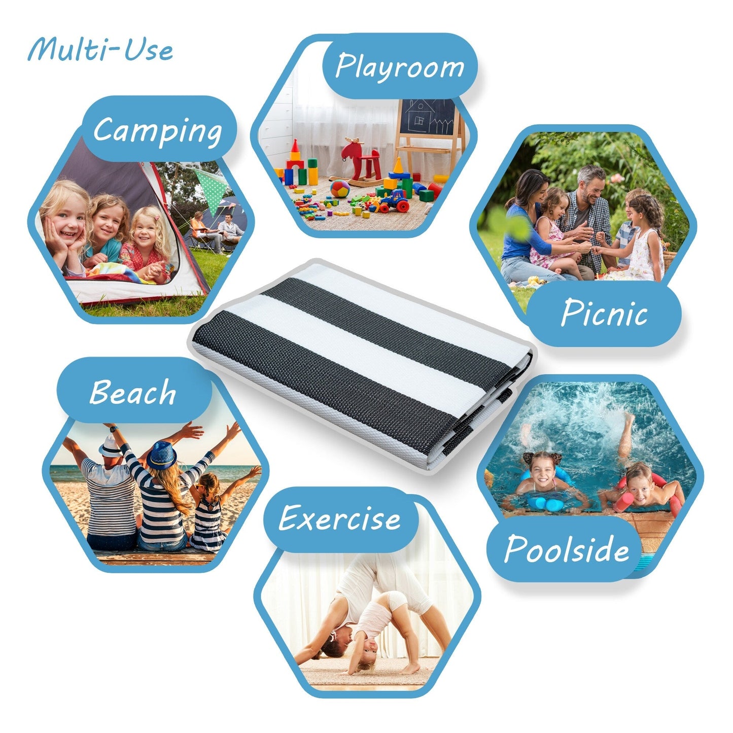 Tapis d'intérieur/extérieur à rayures de plage Lalune