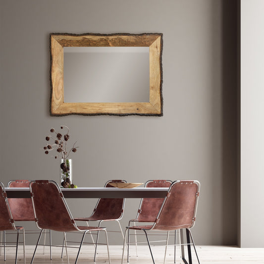 Miroir mural rectangulaire Lamont River of Goods en bois et verre brun et beige - 39 x 1,25 x 28