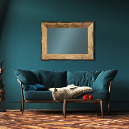 Miroir mural rectangulaire Lamont River of Goods en bois et verre brun et beige - 39 x 1,25 x 28
