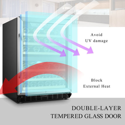 Cave à vin Lanbo 24 pouces à compresseur double zone intégré, 44 bouteilles