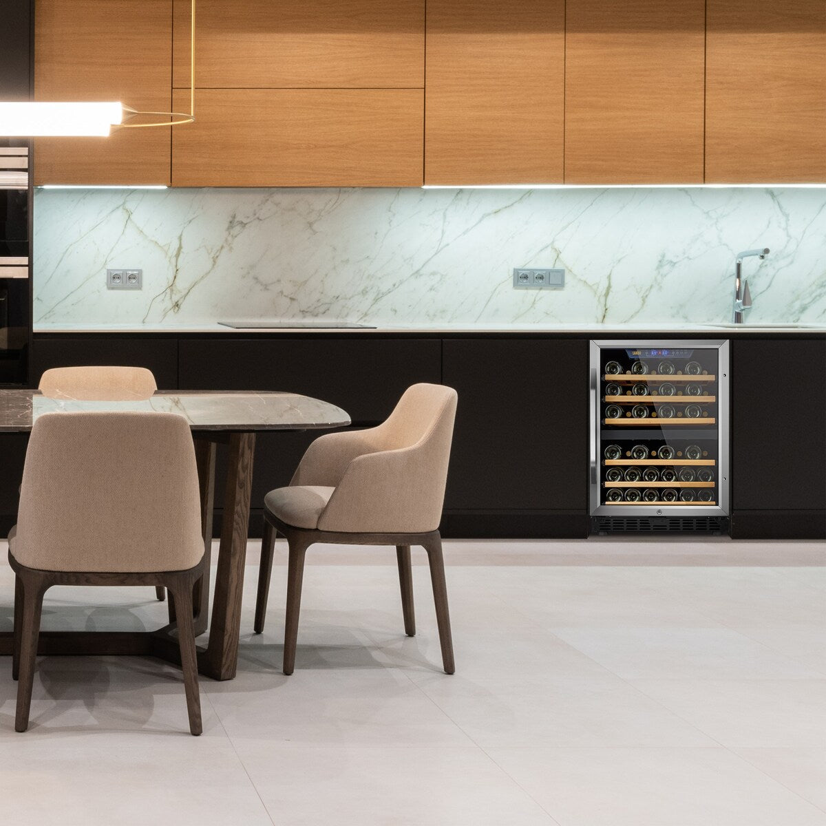 Cave à vin Lanbo 24 pouces à compresseur double zone intégré, 44 bouteilles