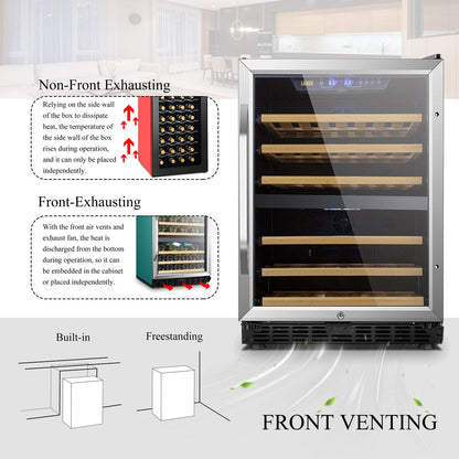 Cave à vin Lanbo 24 pouces à compresseur double zone intégré, 44 bouteilles