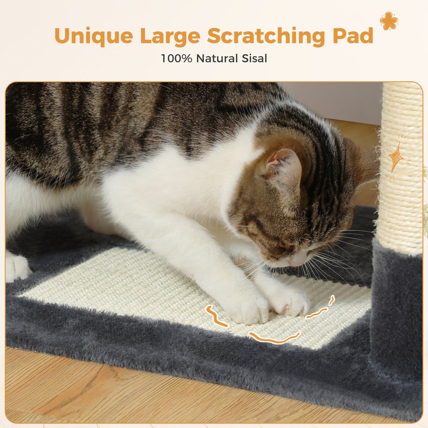 Arbre à chat géant avec griffoirs et coussins, 2 perchoirs rembourrés, double niche et panier