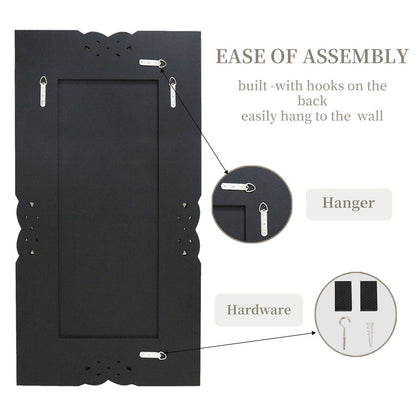 Grand miroir mural rectangulaire à miroirs emboîtables et perles de cristal