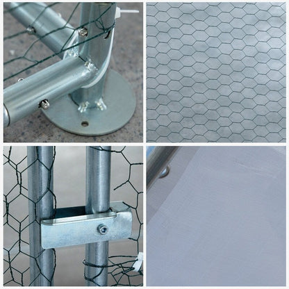 Grand poulailler métallique avec cage à volailles accessible à pied