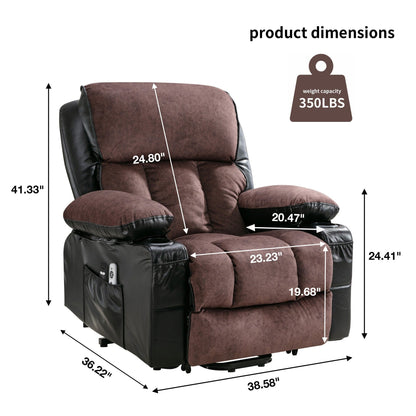 Grand fauteuil inclinable électrique avec chauffage et massage 8 points - Télécommande, port USB