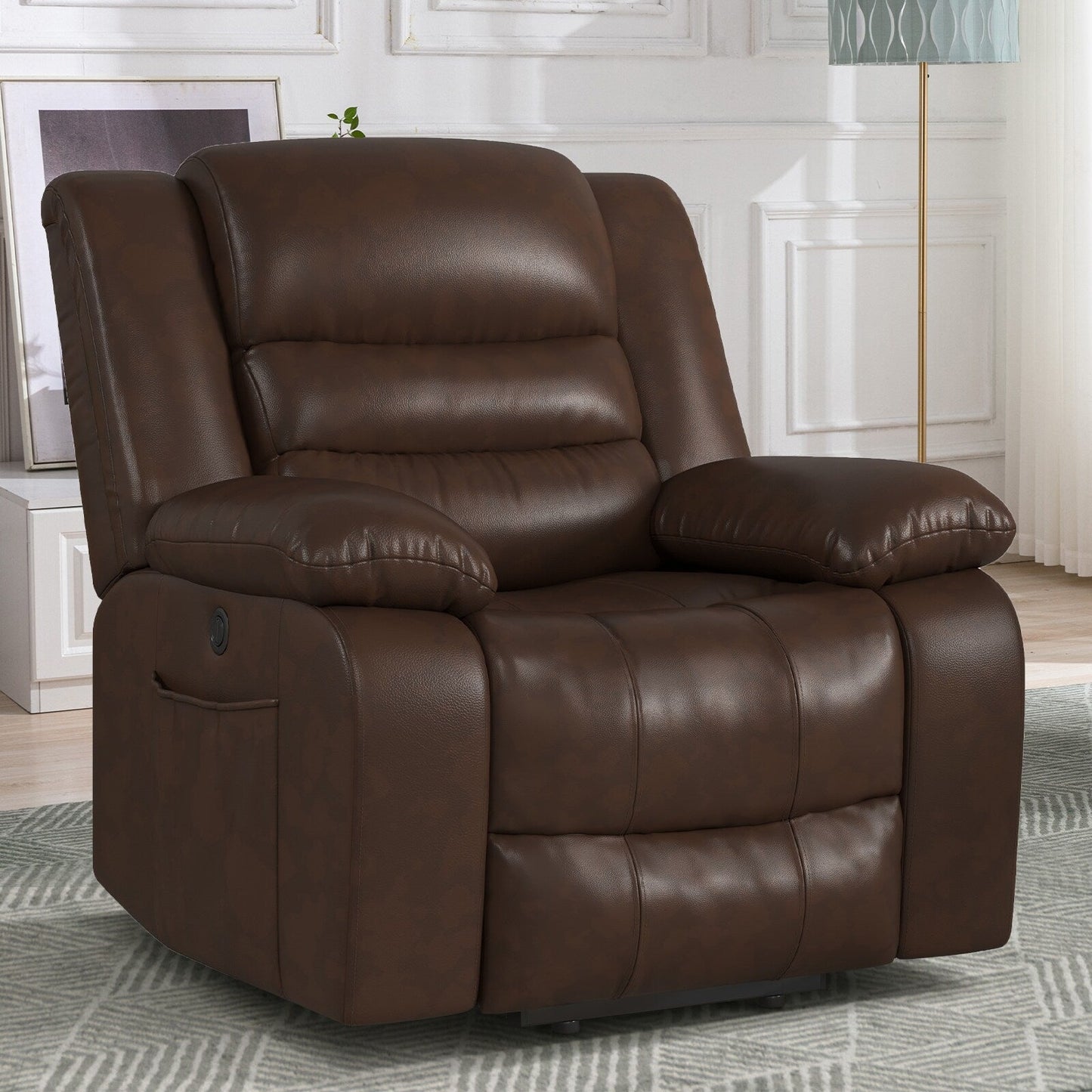 Fauteuil inclinable releveur en cuir avec double moteur, fauteuils inclinables électriques surdimensionnés avec chauffage et massage électrique