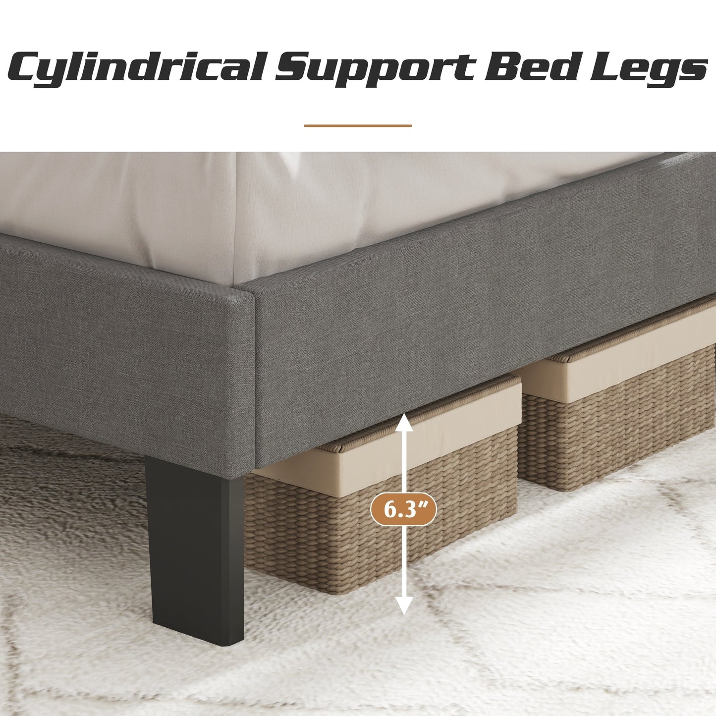 Cadre de lit plateforme rembourré réglable Lifezone pour lit queen size