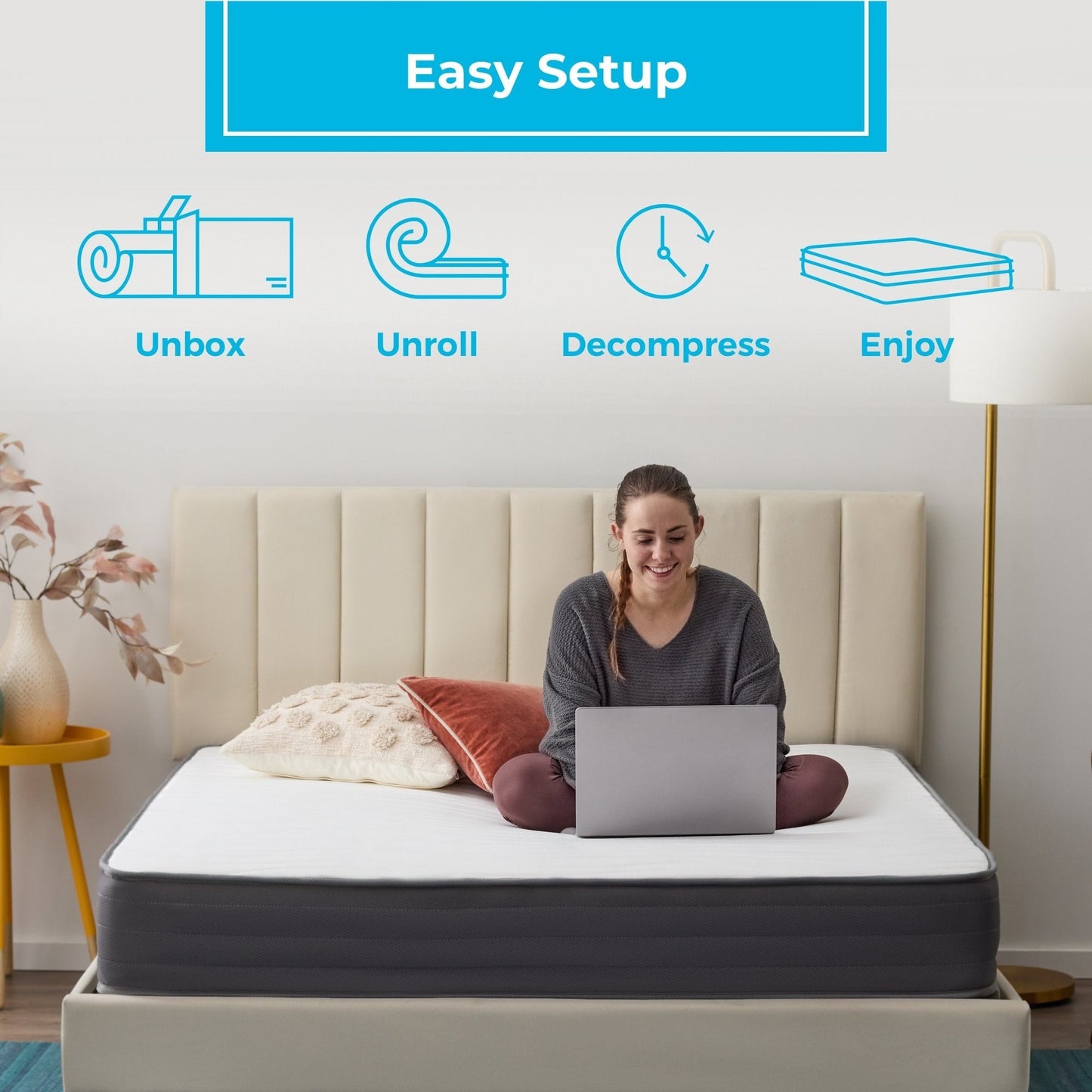 Matelas hybride Linenspa 8 po en mousse à mémoire de forme ferme et gel