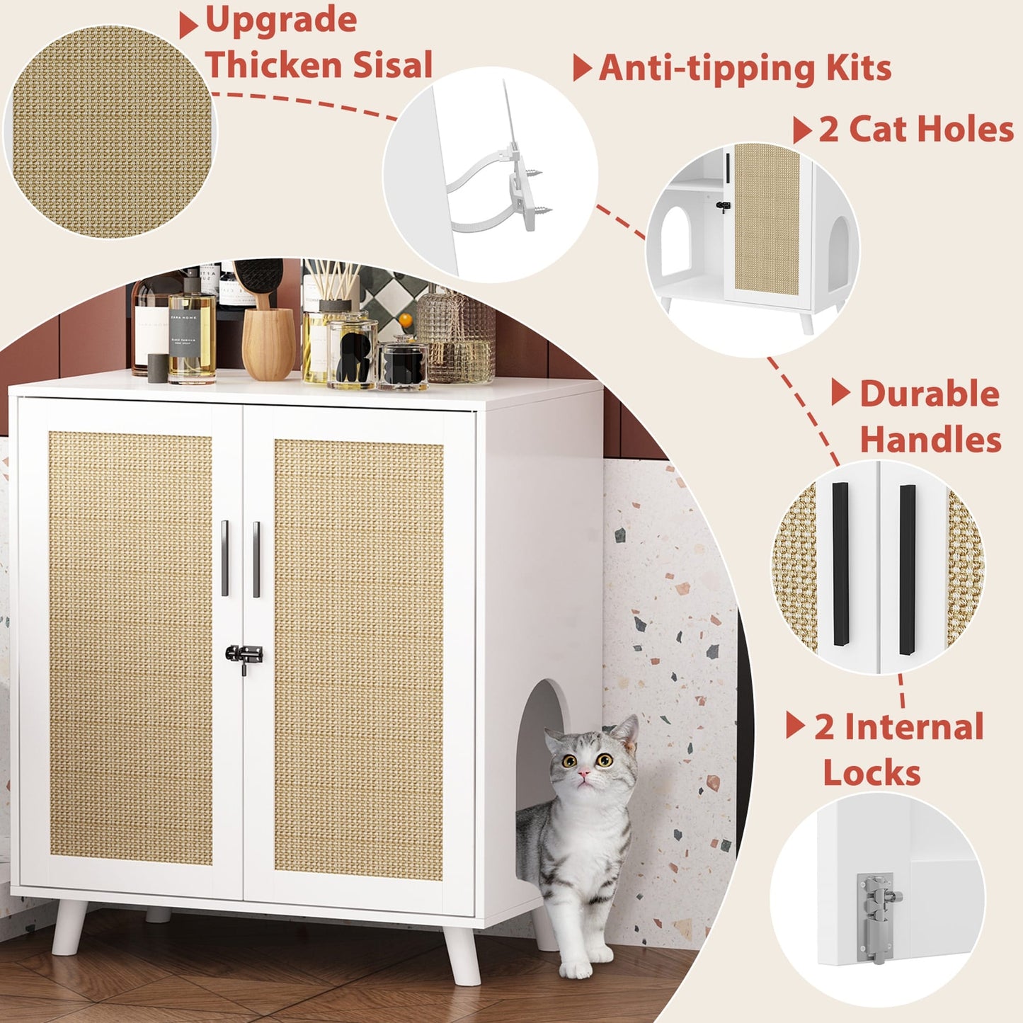 Bac à litière pour chat, meuble pour litière, table d'appoint, canapé, table