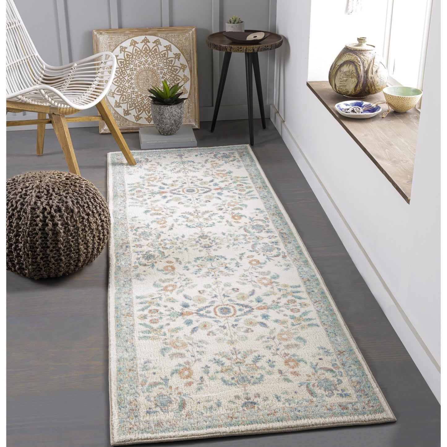 Tapis Livabliss Erin revisité, style traditionnel floral et botanique