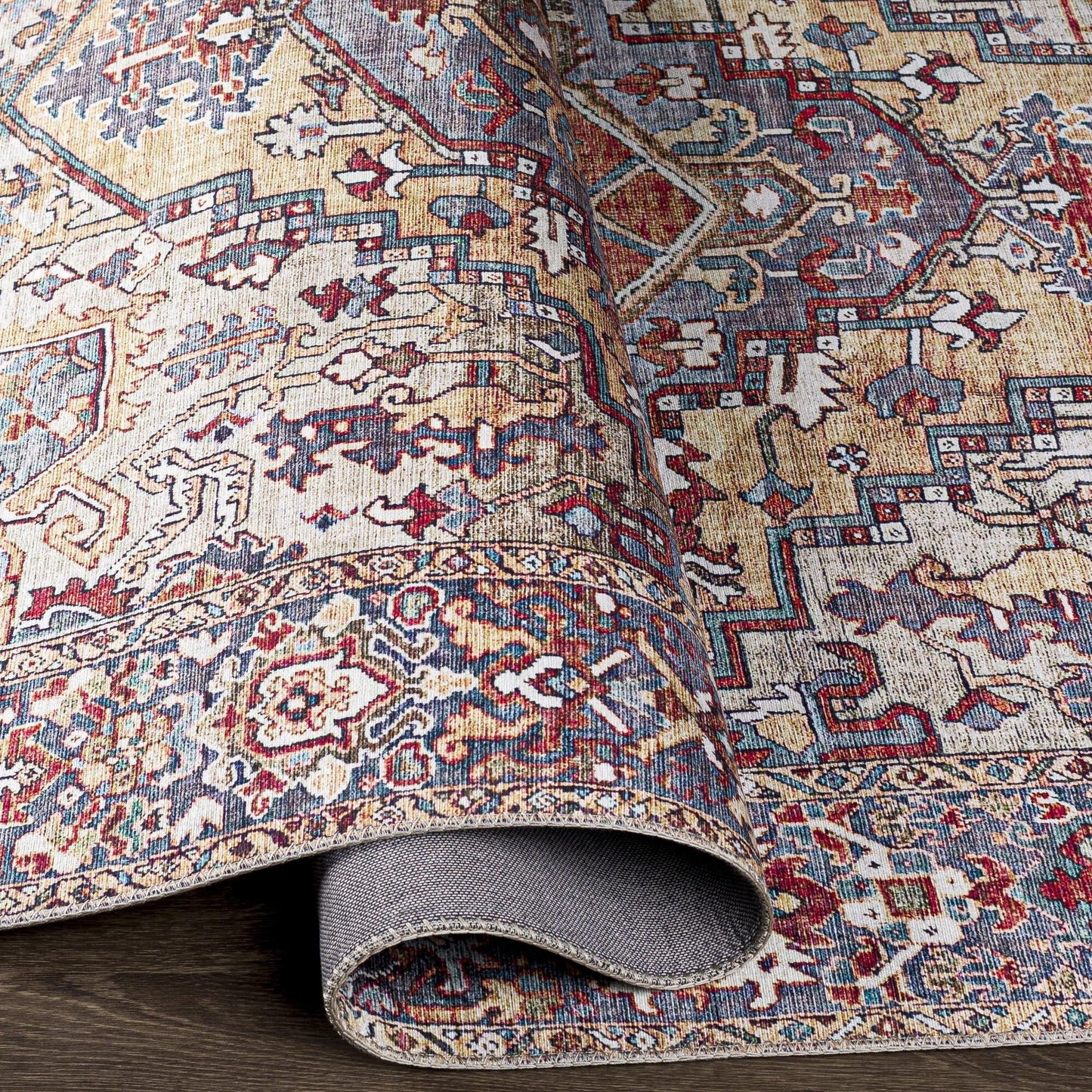 Tapis de sol Livabliss Iris à médaillon traditionnel revisité