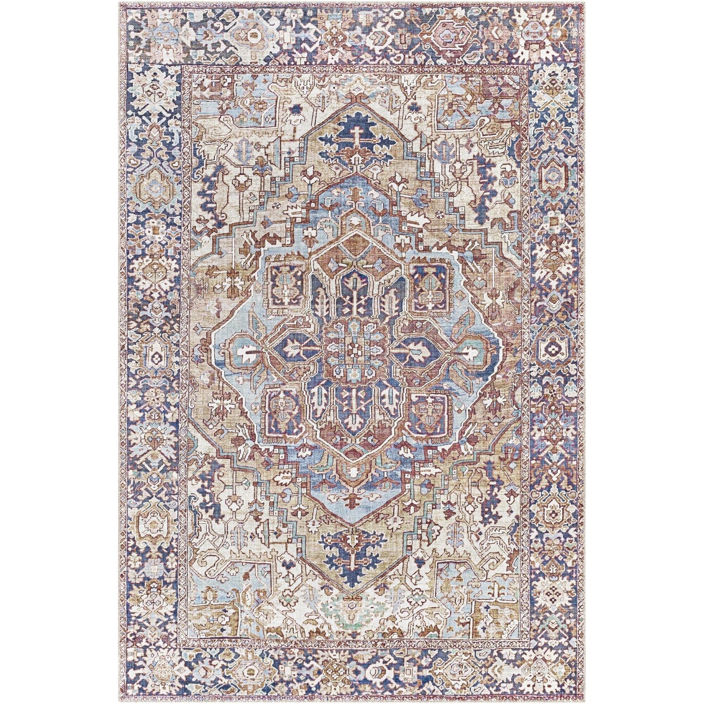 Tapis de sol Livabliss Iris à médaillon traditionnel revisité