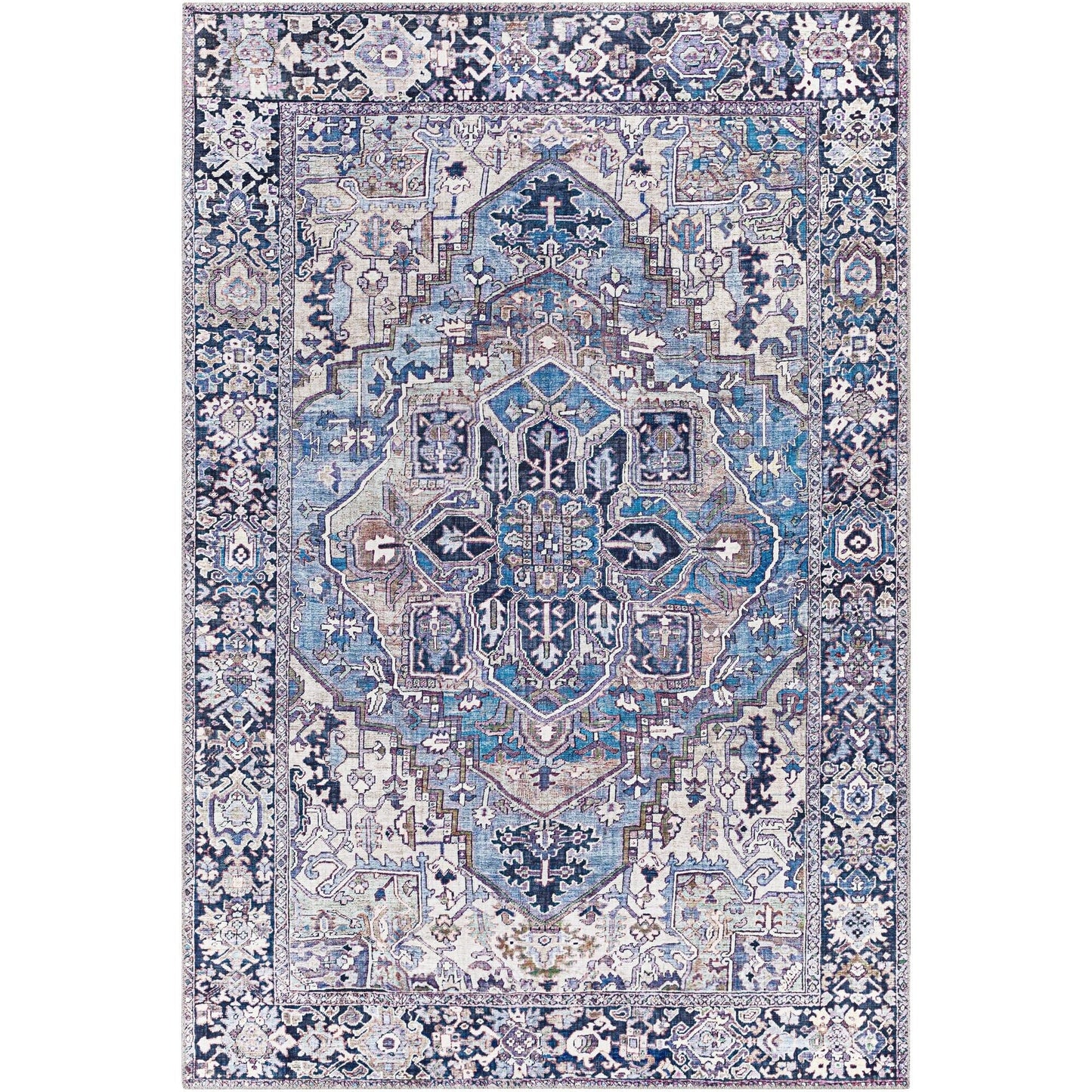 Tapis de sol Livabliss Iris à médaillon traditionnel revisité