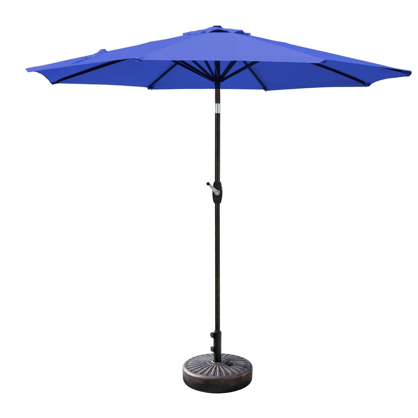 Parasol de terrasse Lopes de 2,74 m (9 pi) avec pied et support lestés finition bronze inclus