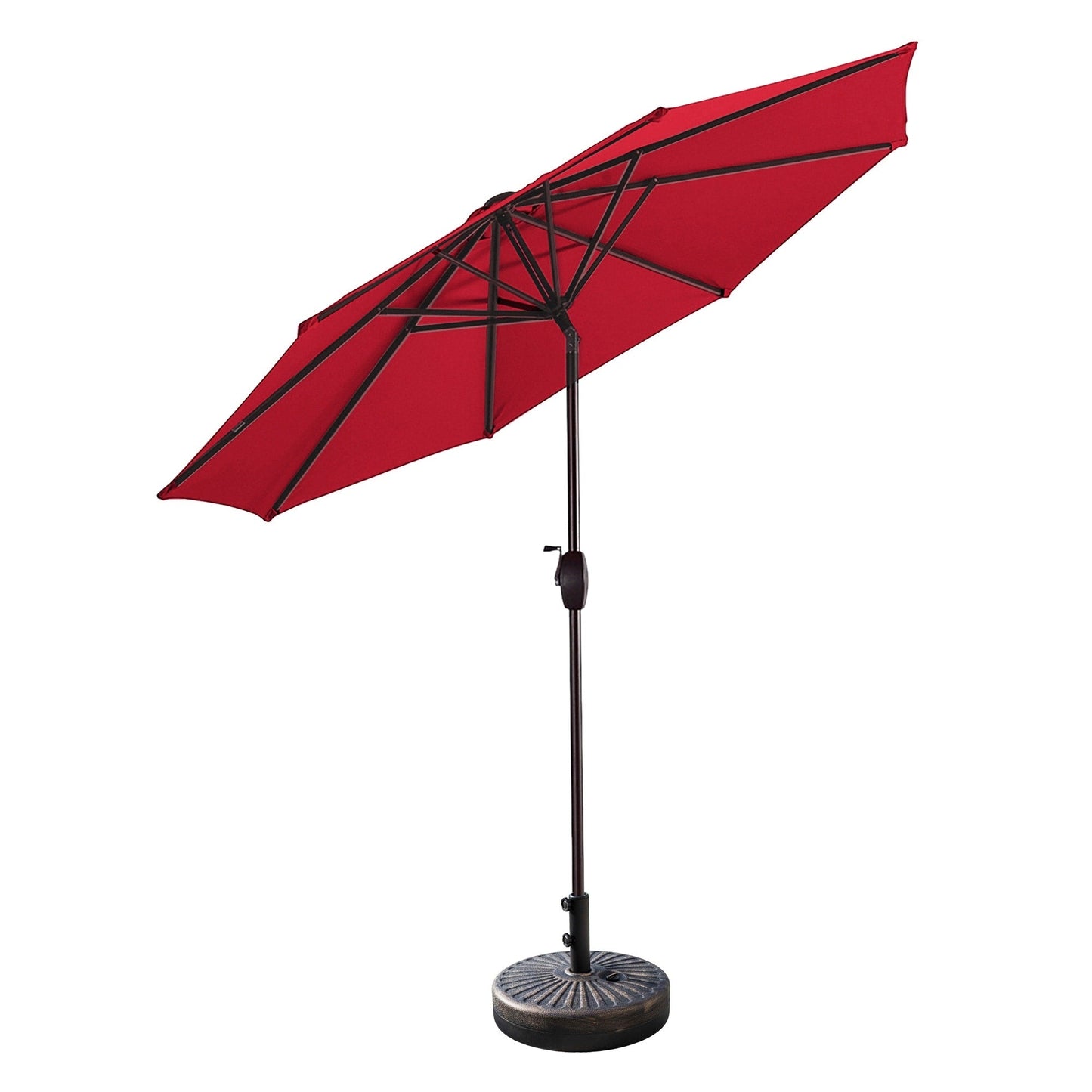 Parasol de terrasse Lopes de 2,74 m (9 pi) avec pied et support lestés finition bronze inclus